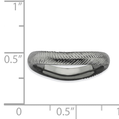 Sterling Silver Stackable Expressions Polished Black Plate Wave Ring