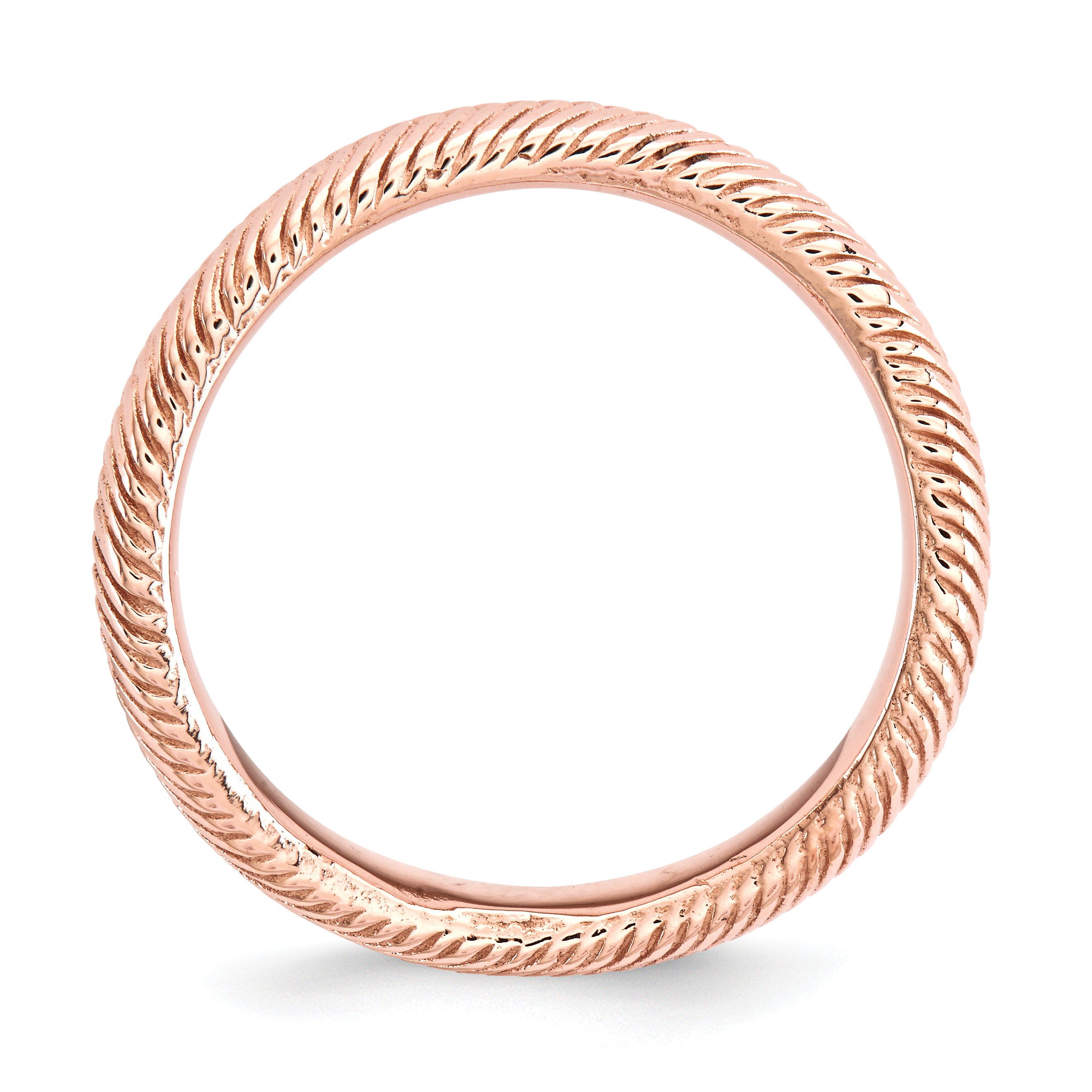 Sterling Silver Stackable Expressions Polished Pink Plate Wave Ring