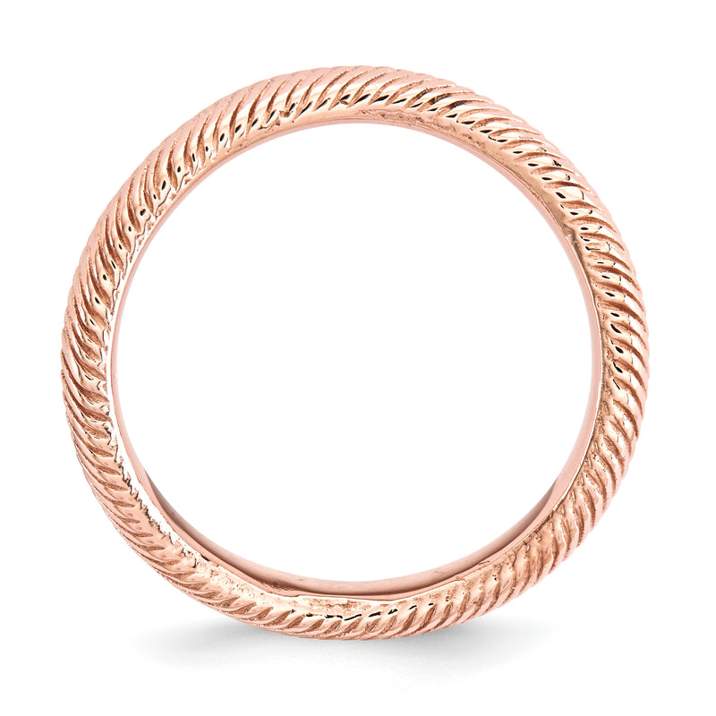 Sterling Silver Stackable Expressions Polished Pink Plate Wave Ring
