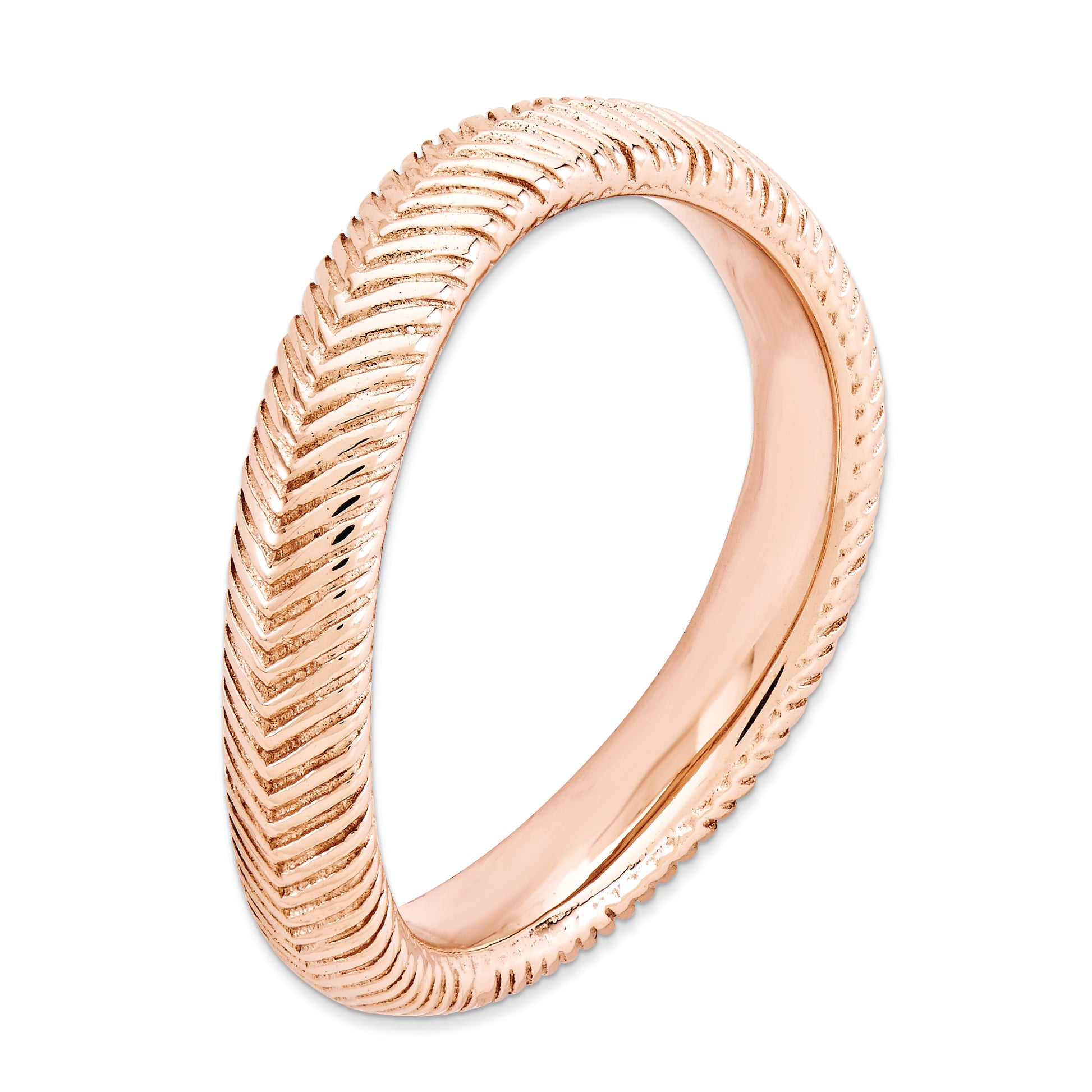 Sterling Silver Stackable Expressions Polished Pink Plate Wave Ring