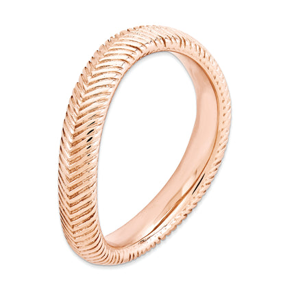 Sterling Silver Stackable Expressions Polished Pink Plate Wave Ring