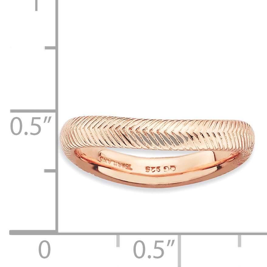 Sterling Silver Stackable Expressions Polished Pink Plate Wave Ring