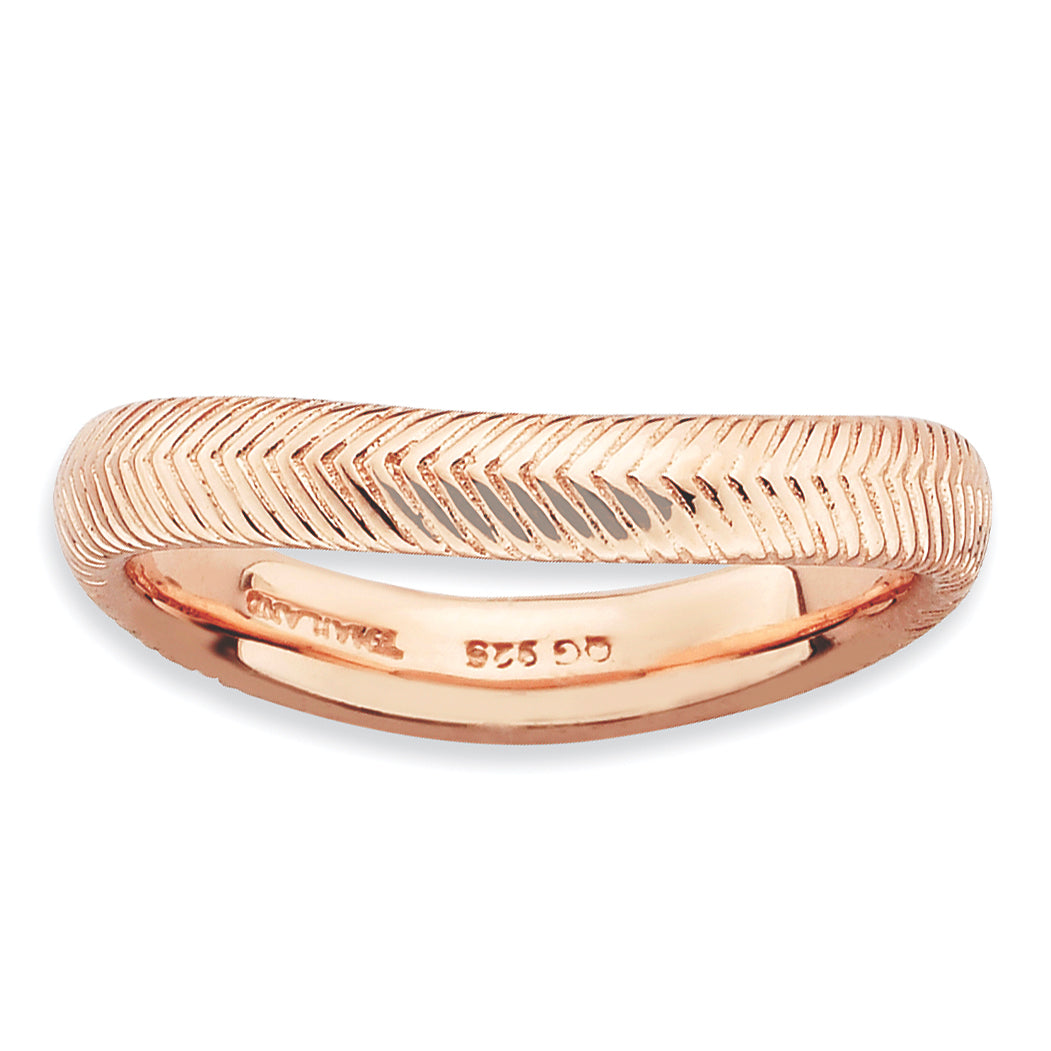 Sterling Silver Stackable Expressions Polished Pink Plate Wave Ring