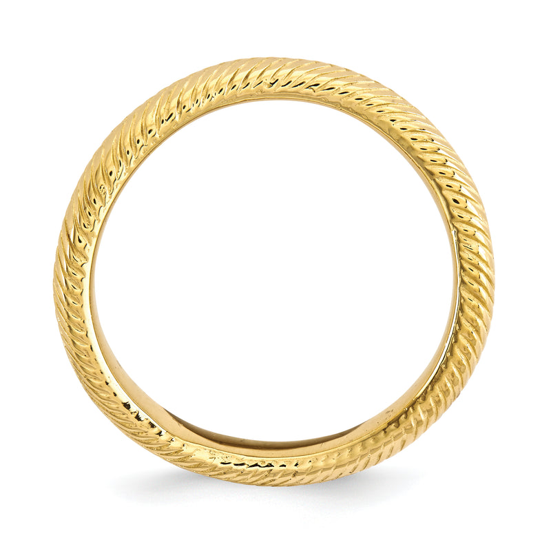Sterling Silver Stackable Expressions Polished Gold Plate Wave Ring