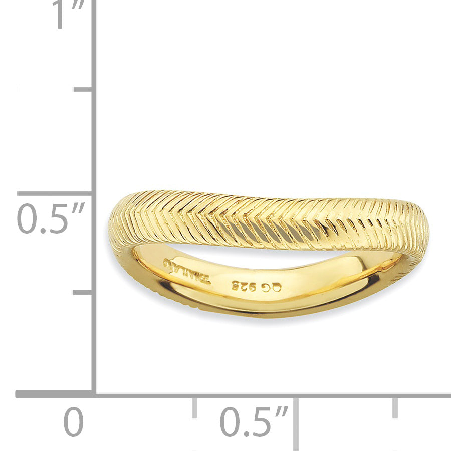 Sterling Silver Stackable Expressions Polished Gold Plate Wave Ring