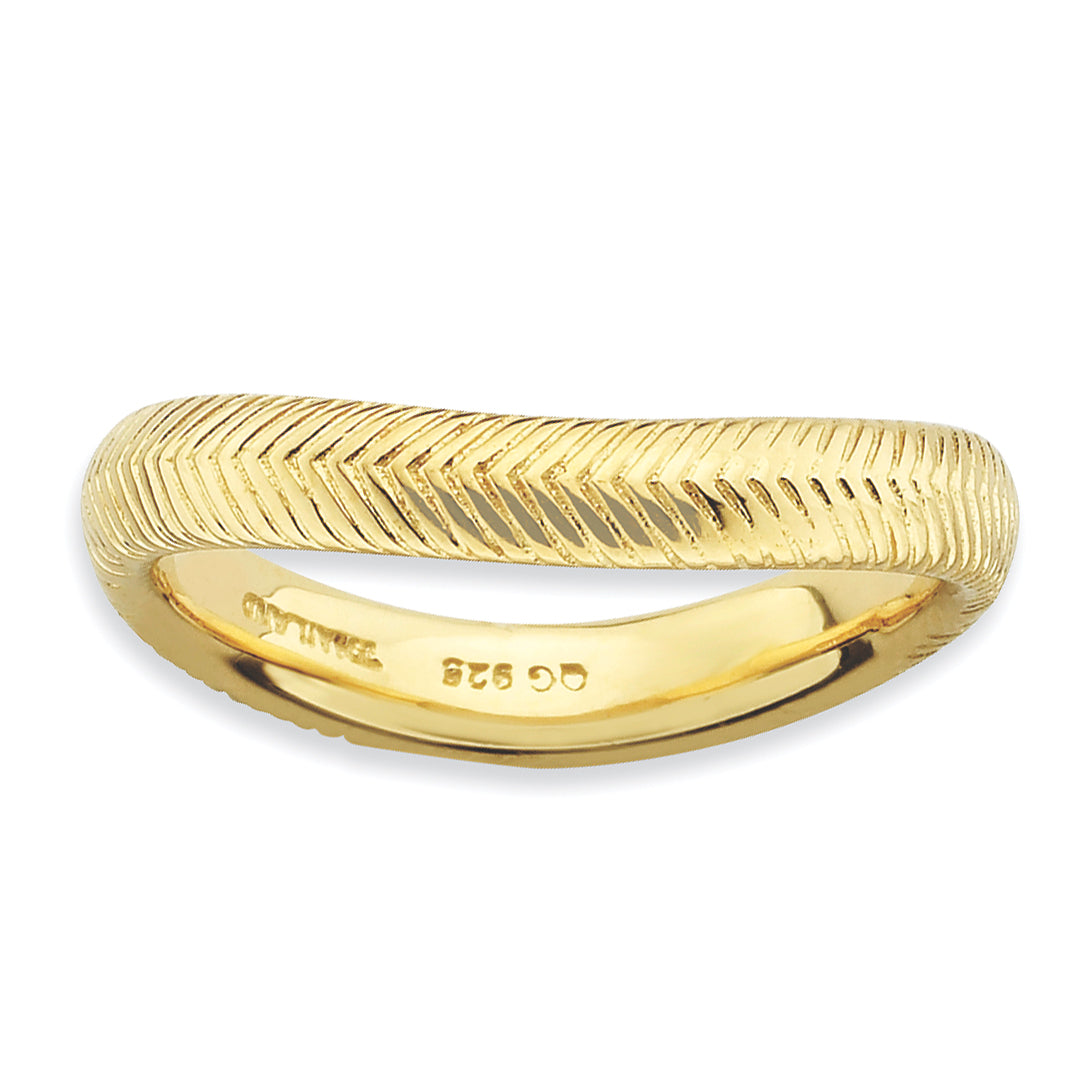 Sterling Silver Stackable Expressions Polished Gold Plate Wave Ring