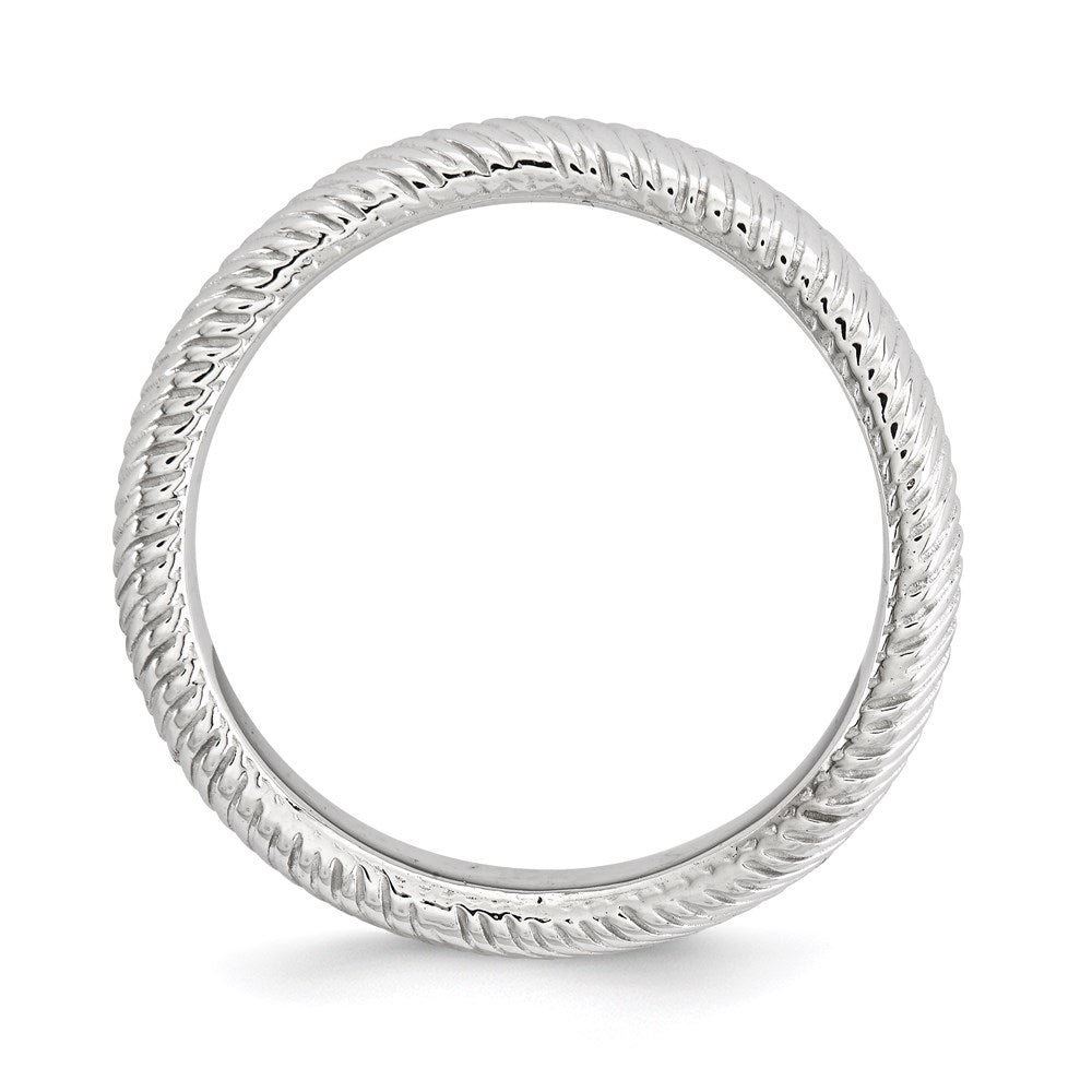 Sterling Silver Stackable Expressions Polished Rhodium Plate Wave Ring