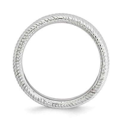 Sterling Silver Stackable Expressions Polished Rhodium Plate Wave Ring