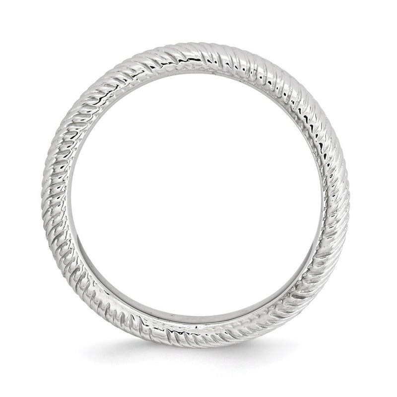 Sterling Silver Stackable Expressions Polished Rhodium Plate Wave Ring