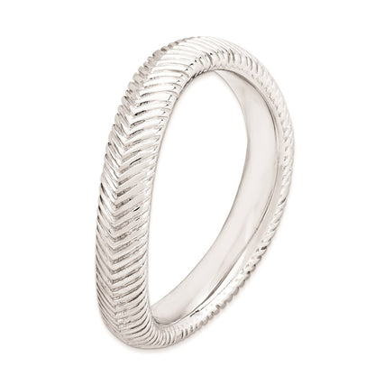 Sterling Silver Stackable Expressions Polished Rhodium Plate Wave Ring