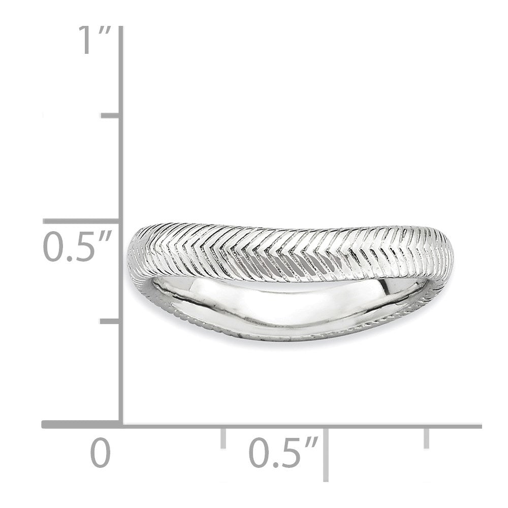 Sterling Silver Stackable Expressions Polished Rhodium Plate Wave Ring