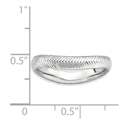 Sterling Silver Stackable Expressions Polished Rhodium Plate Wave Ring