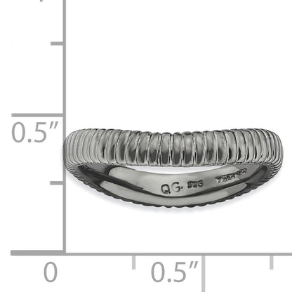 Sterling Silver Stackable Expressions Polished Black Plate Wave Ring