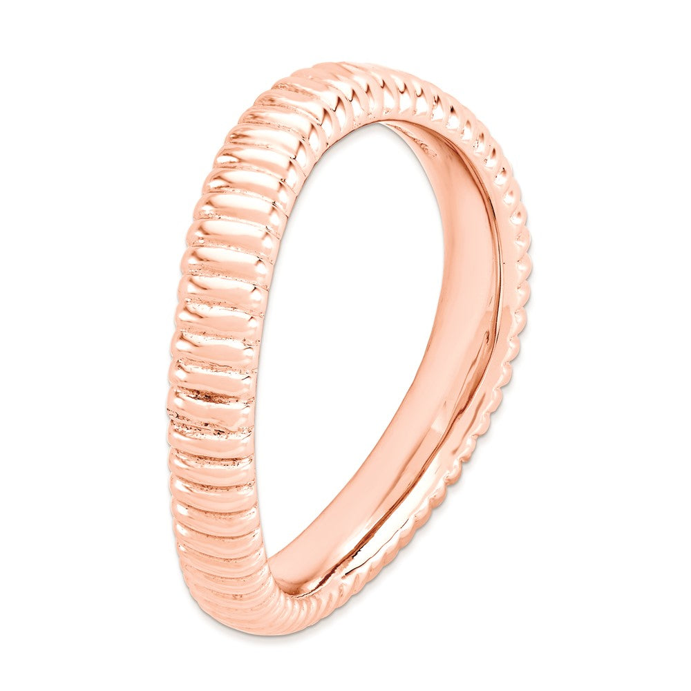 Sterling Silver Stackable Expressions Polished Pink Plate Wave Ring