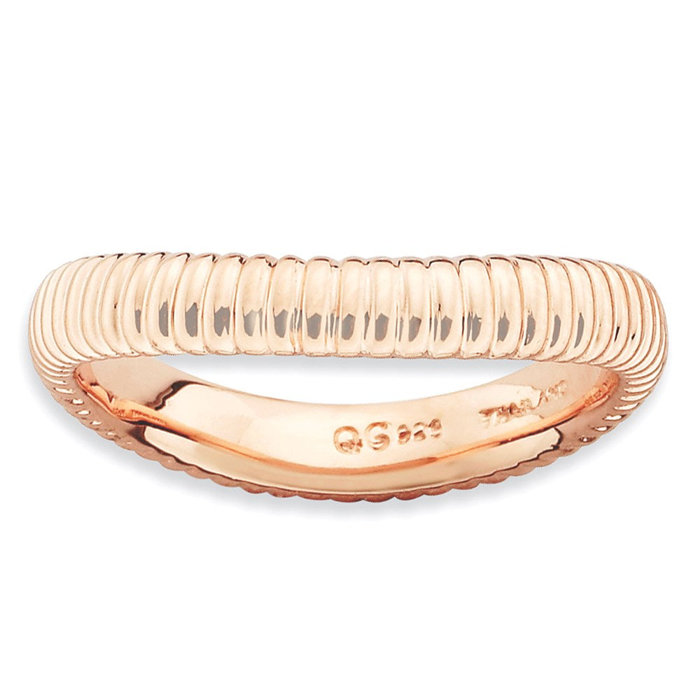 Sterling Silver Stackable Expressions Polished Pink Plate Wave Ring