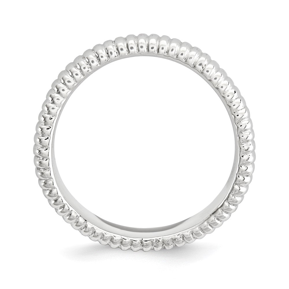 Sterling Silver Stackable Expressions Polished Rhodium Plate Wave Ring