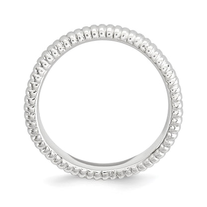 Sterling Silver Stackable Expressions Polished Rhodium Plate Wave Ring
