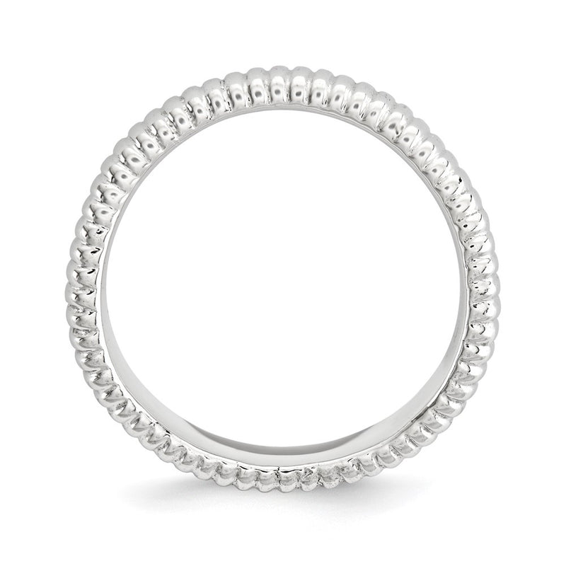 Sterling Silver Stackable Expressions Polished Rhodium Plate Wave Ring