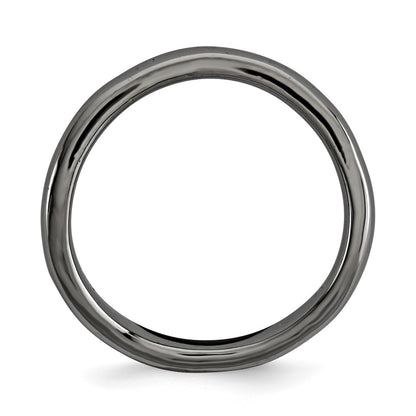 Sterling Silver Stackable Expressions Polished Black Plate Wave Ring