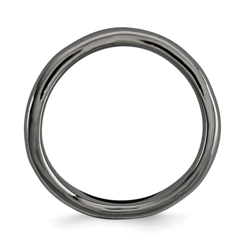 Sterling Silver Stackable Expressions Polished Black Plate Wave Ring