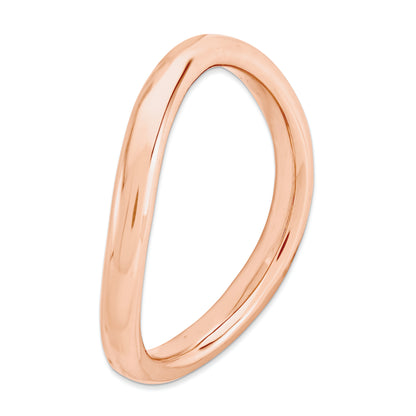 Sterling Silver Stackable Expressions Polished Pink Plate Wave Ring