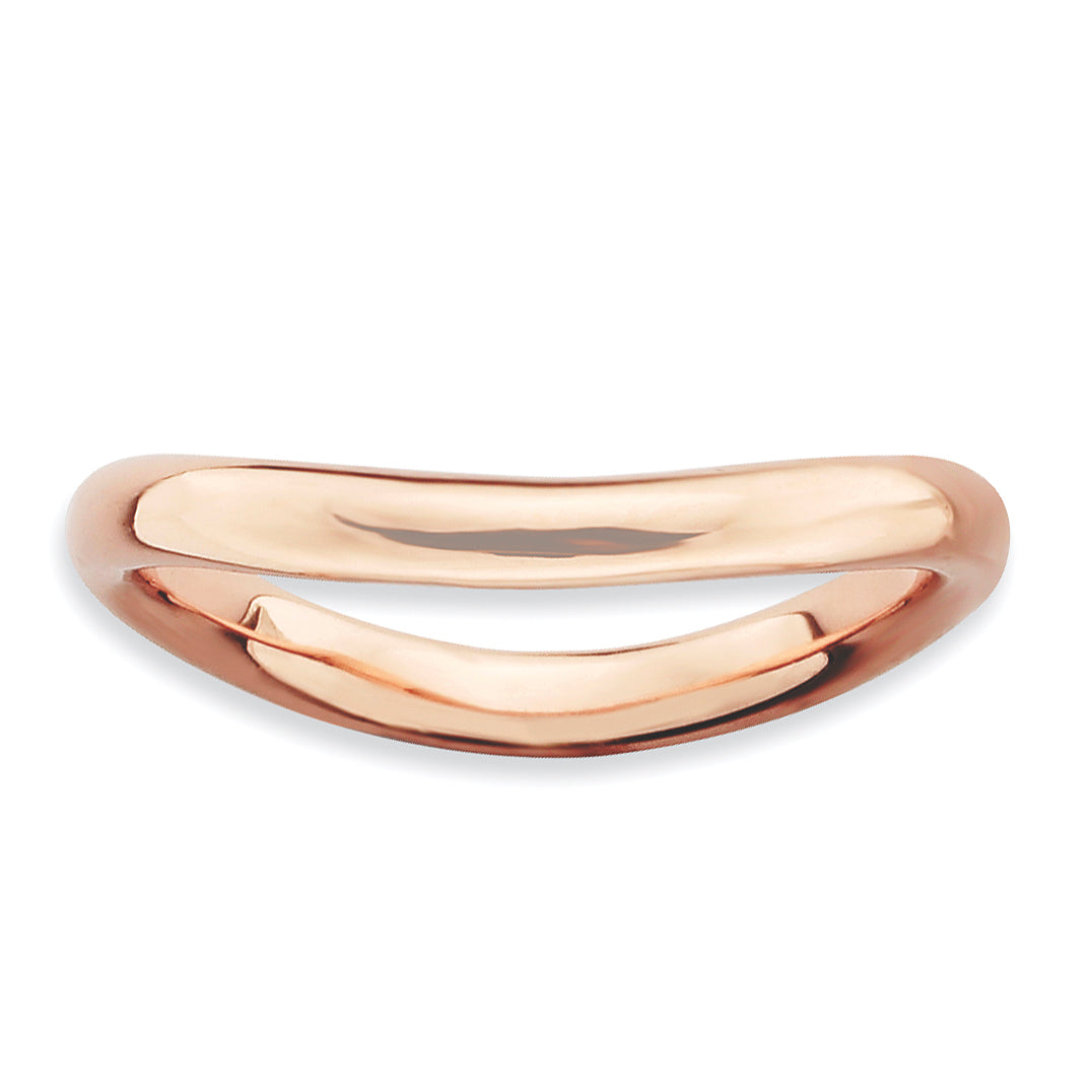 Sterling Silver Stackable Expressions Polished Pink Plate Wave Ring