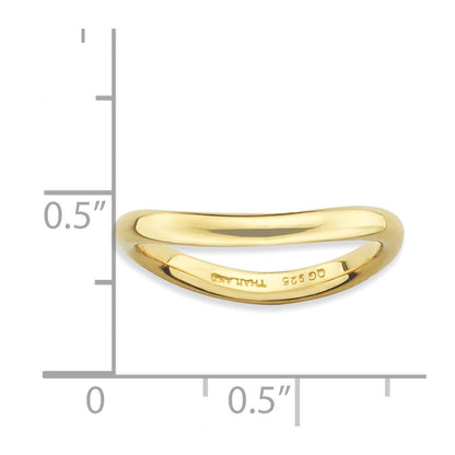 Sterling Silver Stackable Expressions Polished Gold Plate Wave Ring