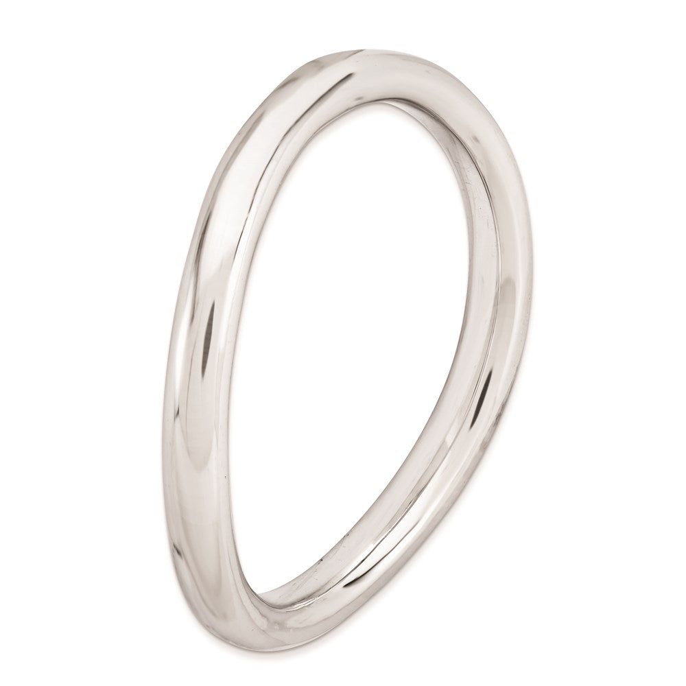 Sterling Silver Stackable Expressions Polished Rhodium Plate Wave Ring (Size 7 Only)