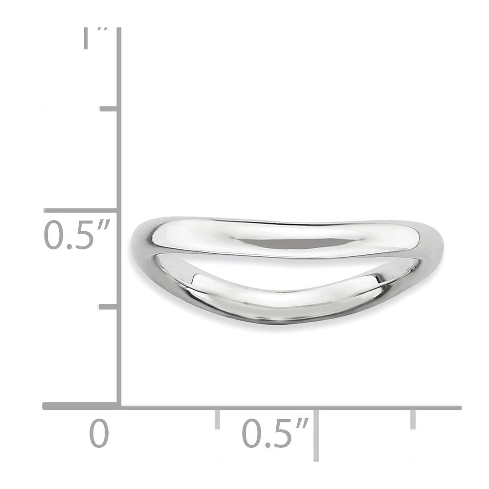 Sterling Silver Stackable Expressions Polished Rhodium Plate Wave Ring (Size 7 Only)