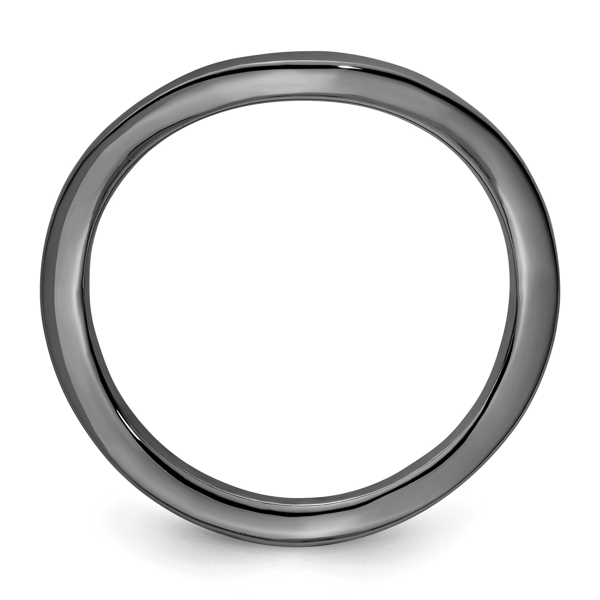 Sterling Silver Stackable Expressions Polished Black Plated Wave Ring