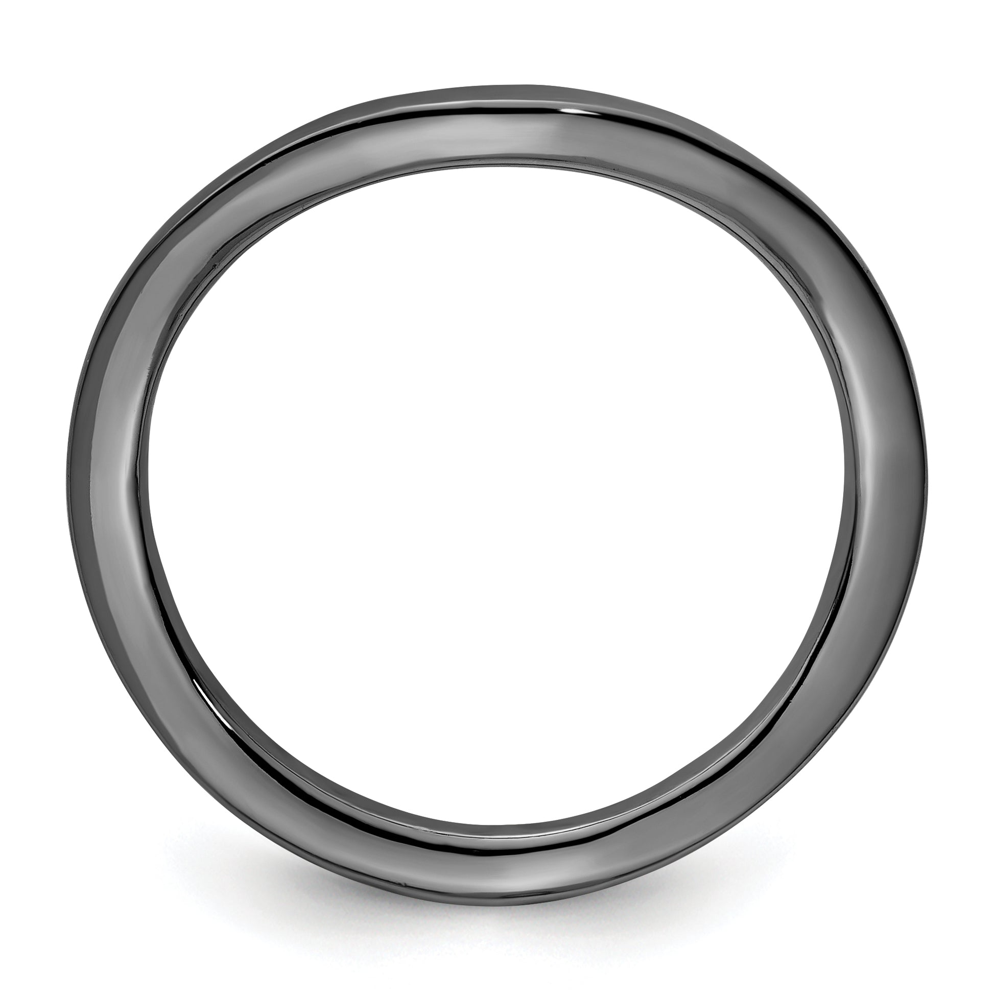 Sterling Silver Stackable Expressions Polished Black Plated Wave Ring