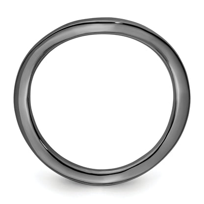 Sterling Silver Stackable Expressions Polished Black Plated Wave Ring