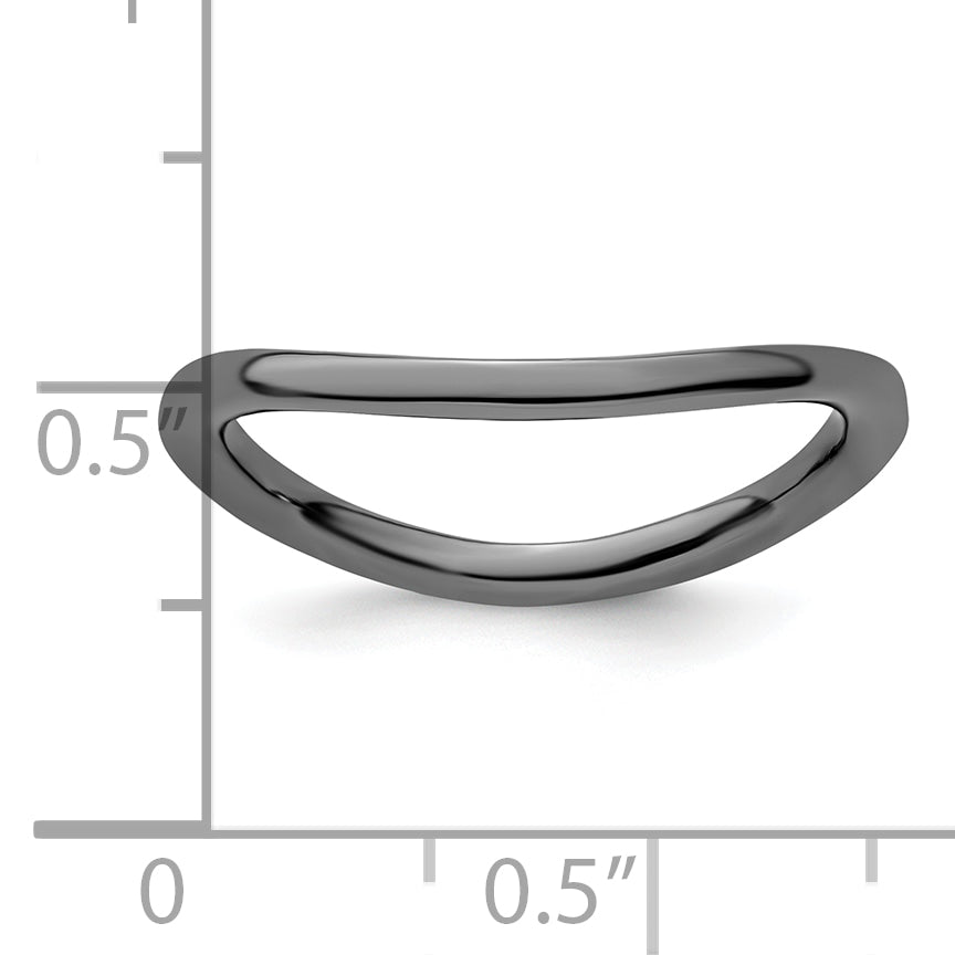 Sterling Silver Stackable Expressions Polished Black Plated Wave Ring