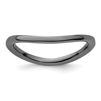 Sterling Silver Stackable Expressions Polished Black Plated Wave Ring