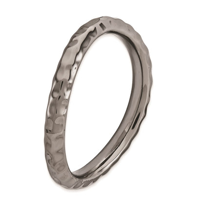 Sterling Silver Stackable Expressions Polished Black Plate Wave Ring