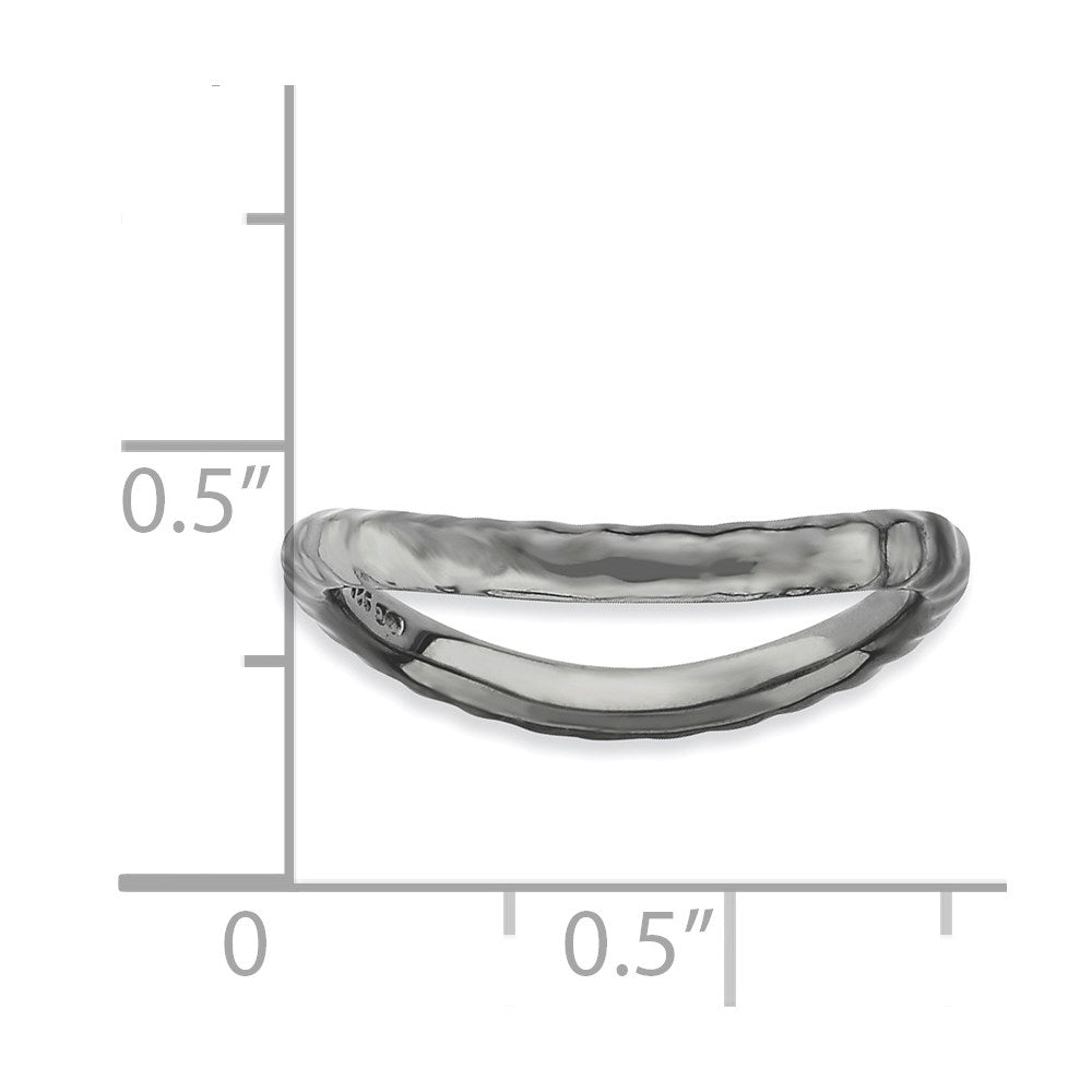 Sterling Silver Stackable Expressions Polished Black Plate Wave Ring