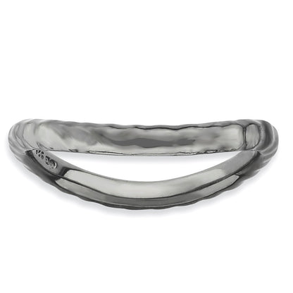 Sterling Silver Stackable Expressions Polished Black Plate Wave Ring