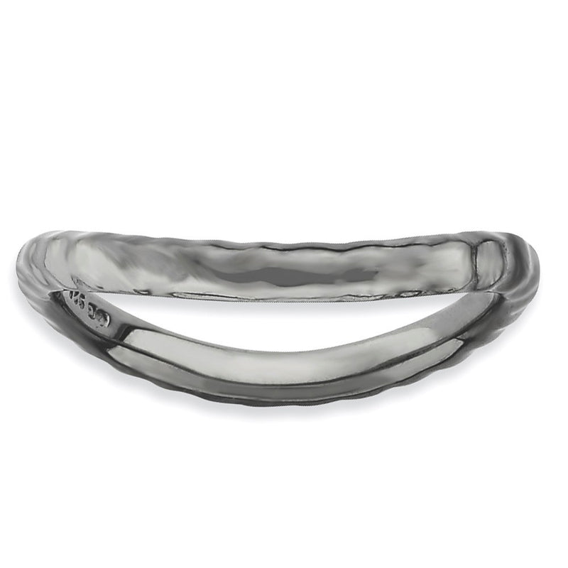 Sterling Silver Stackable Expressions Polished Black Plate Wave Ring