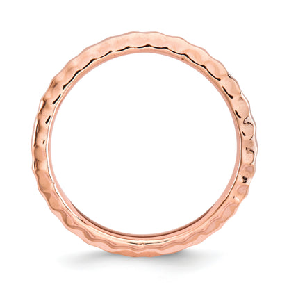 Sterling Silver Stackable Expressions Polished Pink Plate Wave Ring