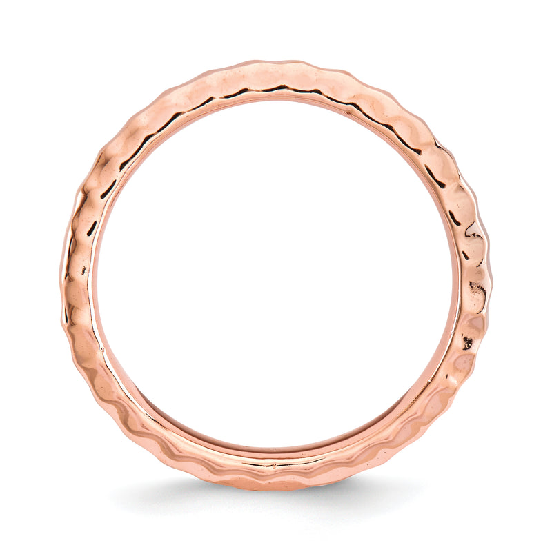 Sterling Silver Stackable Expressions Polished Pink Plate Wave Ring