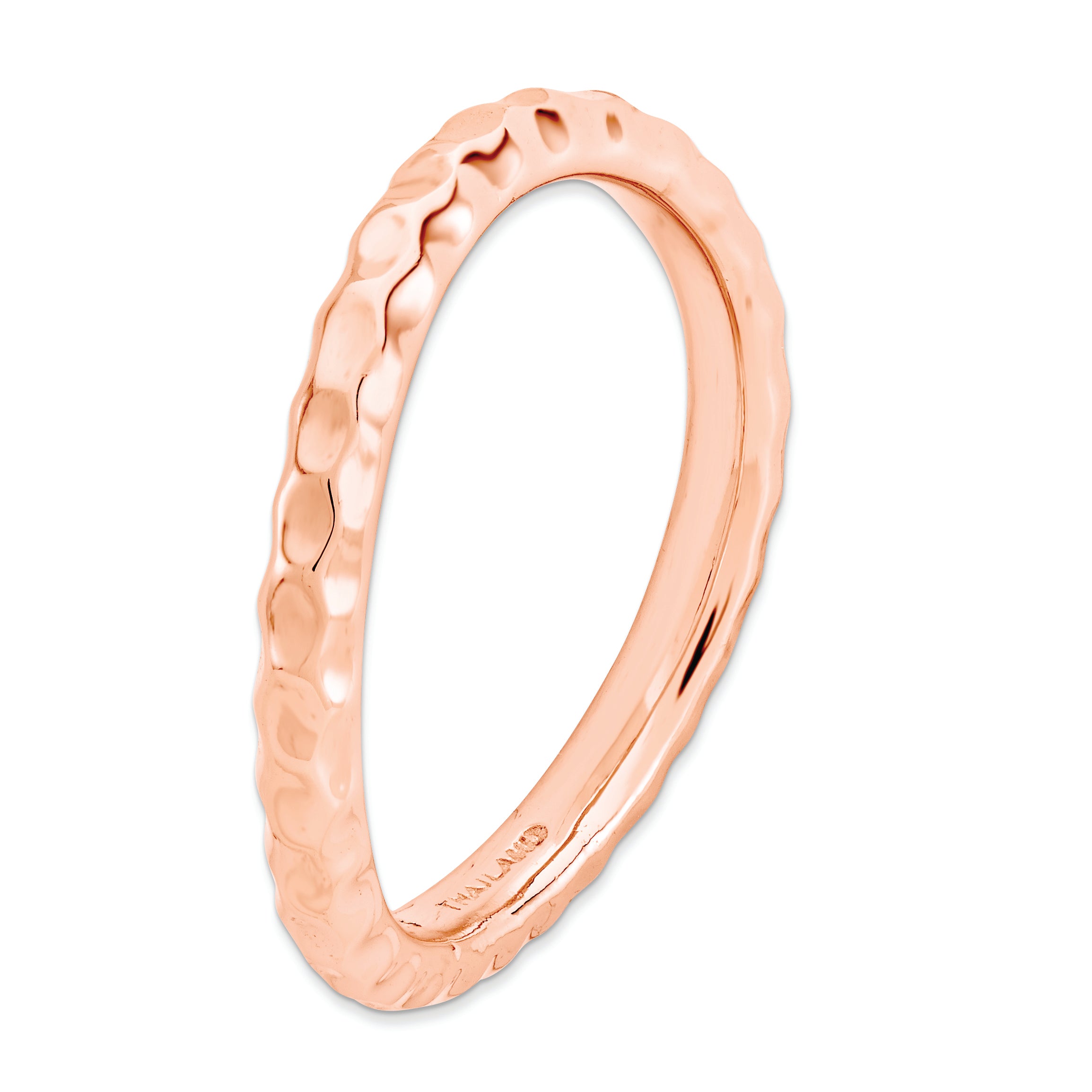Sterling Silver Stackable Expressions Polished Pink Plate Wave Ring