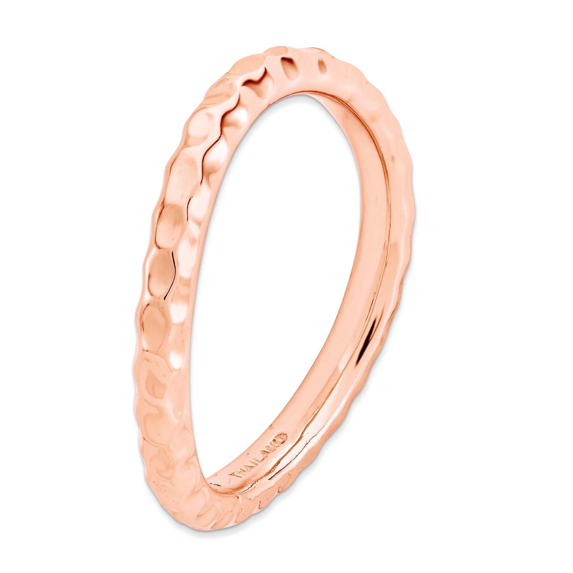 Sterling Silver Stackable Expressions Polished Pink Plate Wave Ring