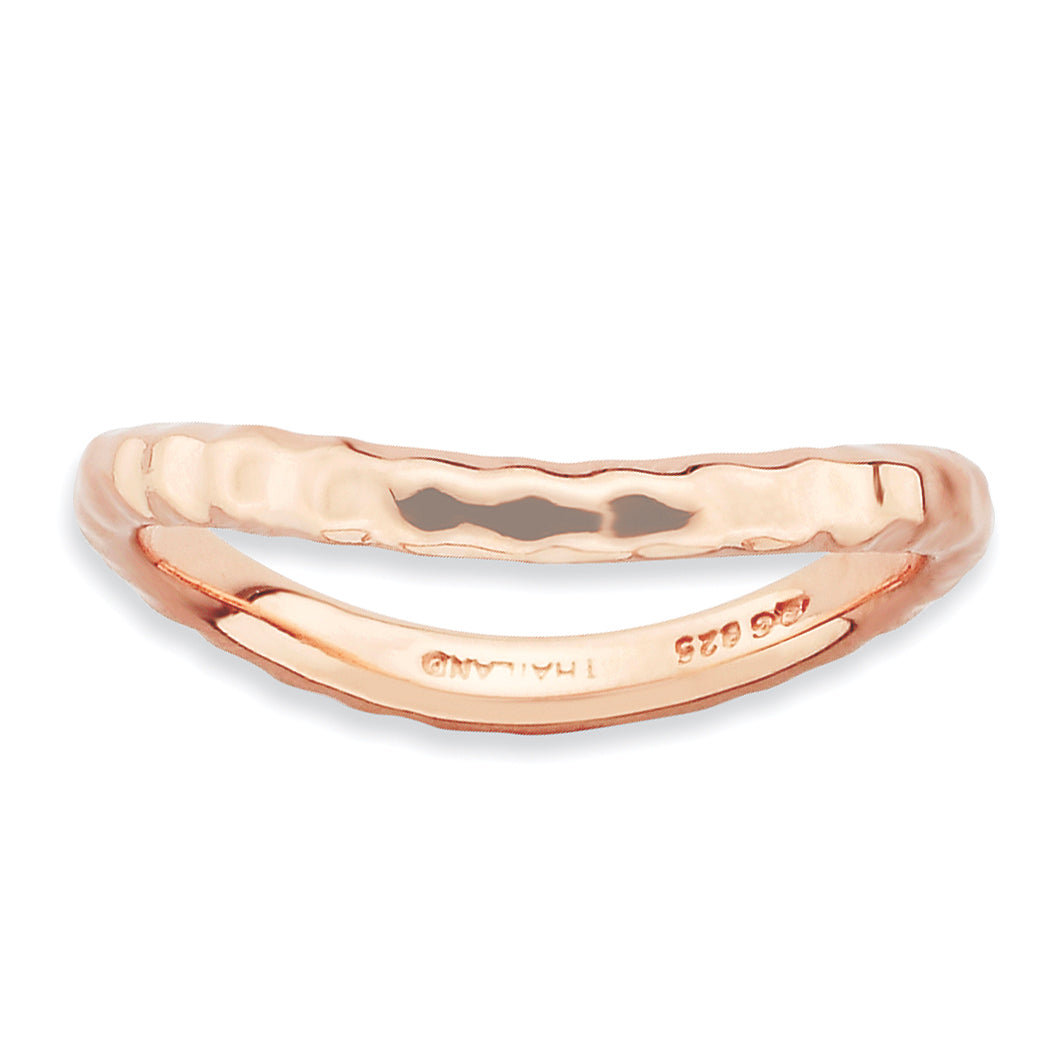 Sterling Silver Stackable Expressions Polished Pink Plate Wave Ring