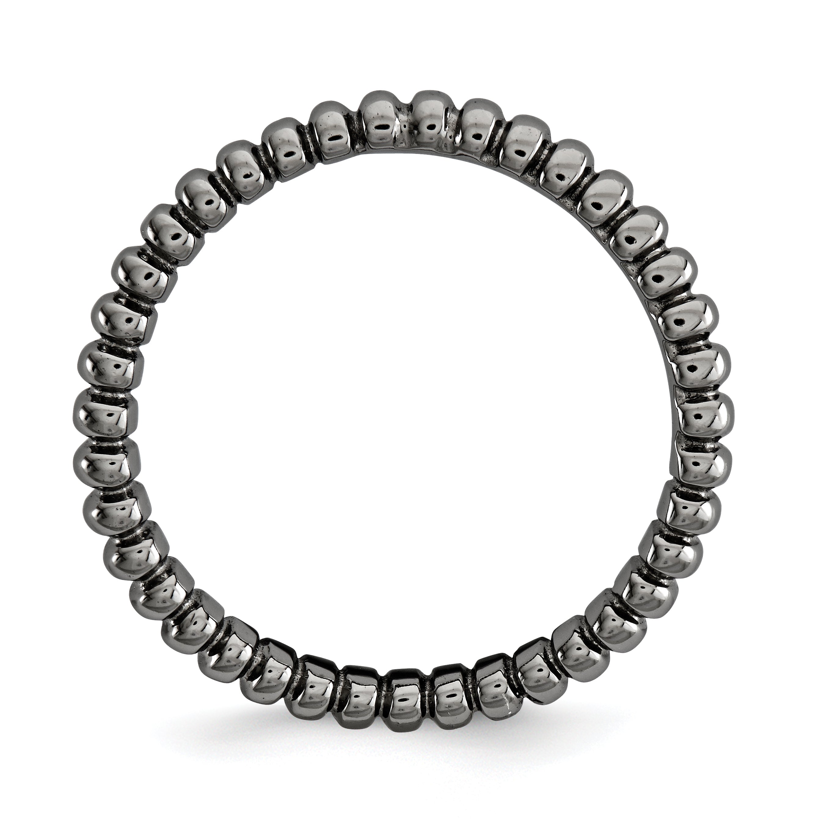 Sterling Silver Stackable Expressions Polished Black Plate Wave Ring