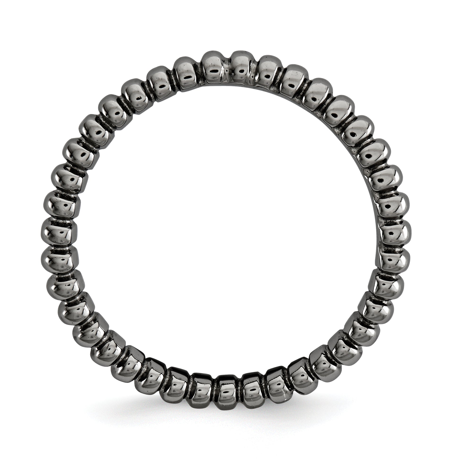 Sterling Silver Stackable Expressions Polished Black Plate Wave Ring