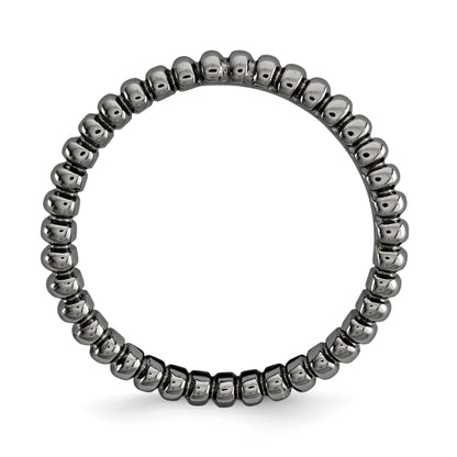 Sterling Silver Stackable Expressions Polished Black Plate Wave Ring