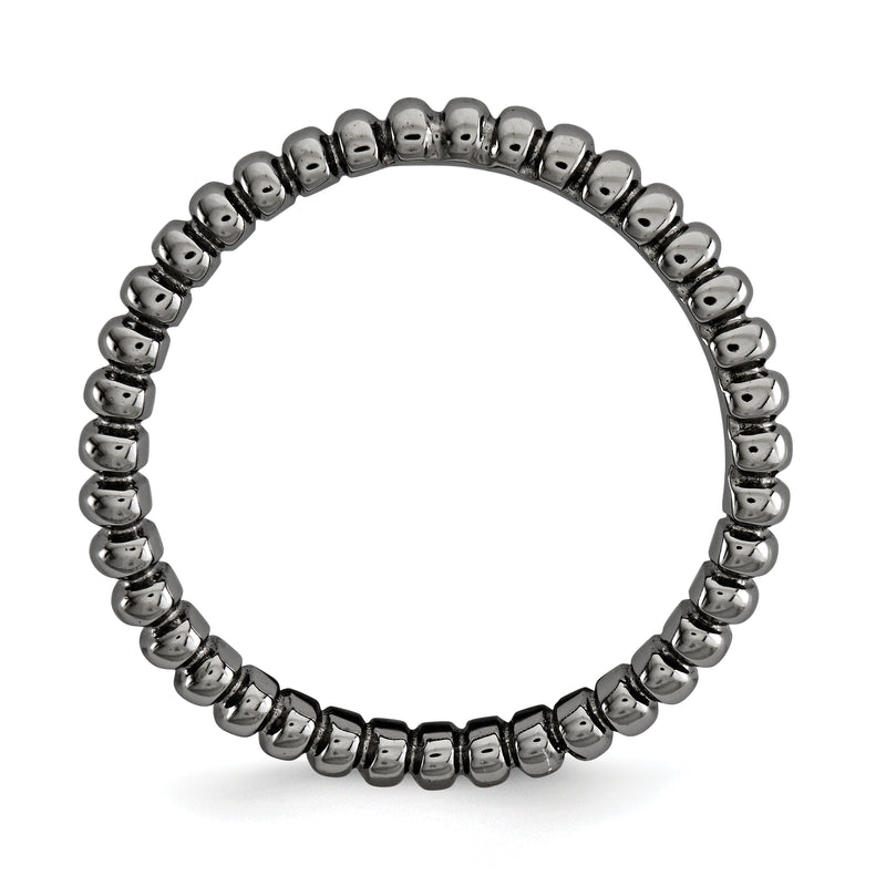 Sterling Silver Stackable Expressions Polished Black Plate Wave Ring