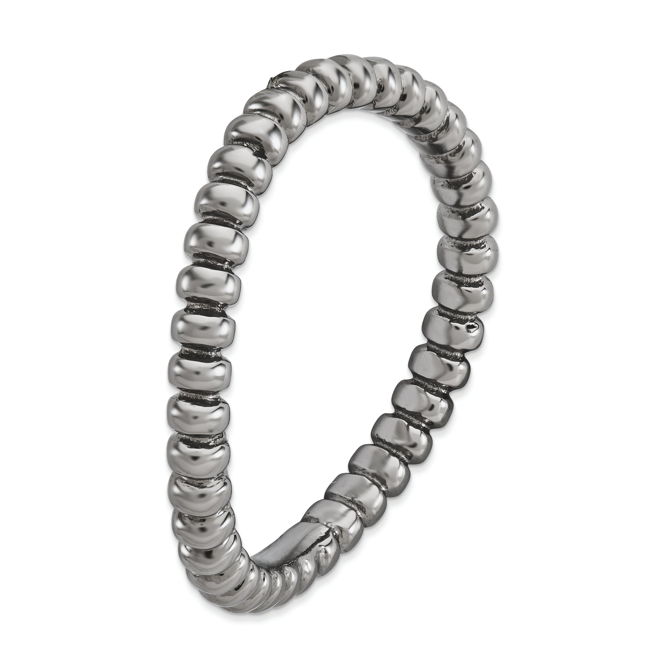 Sterling Silver Stackable Expressions Polished Black Plate Wave Ring