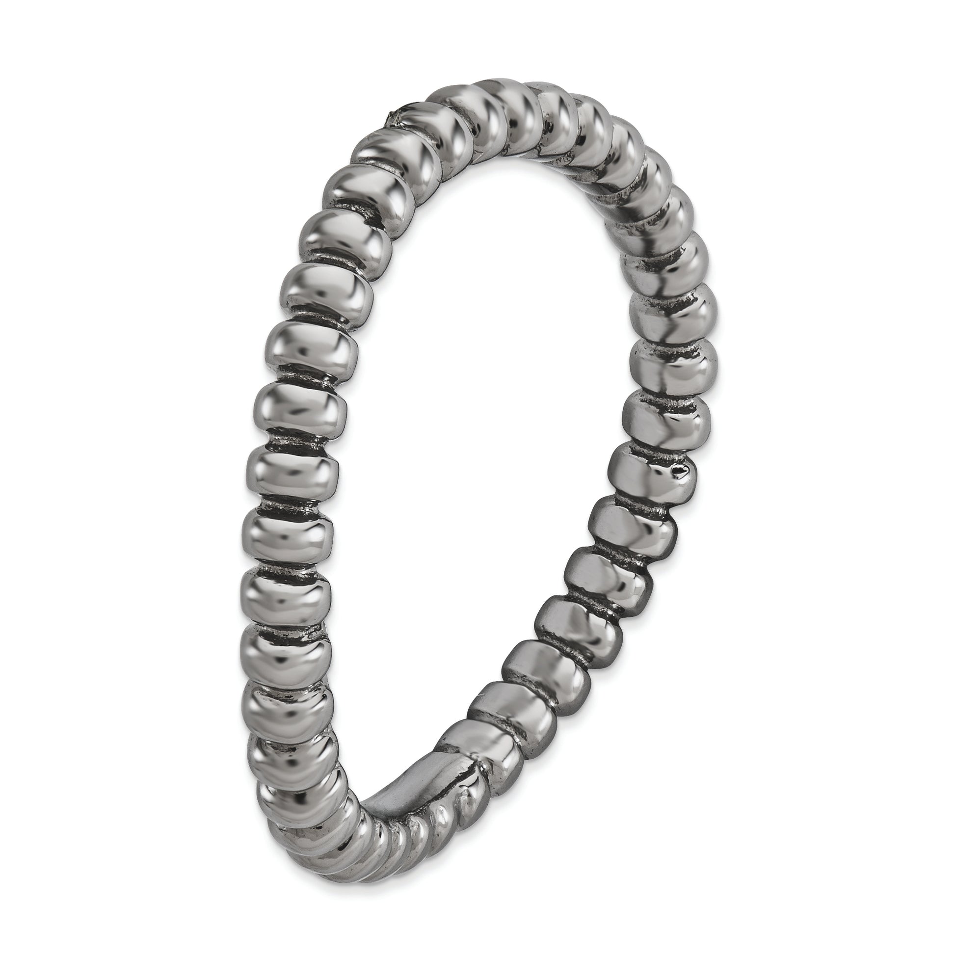 Sterling Silver Stackable Expressions Polished Black Plate Wave Ring