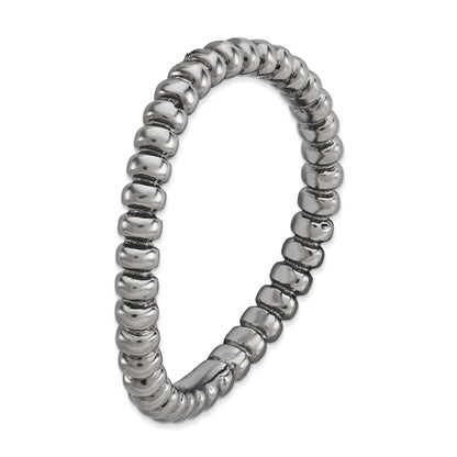 Sterling Silver Stackable Expressions Polished Black Plate Wave Ring